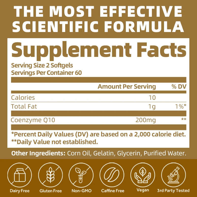 BEWORTHS Coenzyme Q10 Capsules COQ10 Health Supplement for Adult Enhance Heart Function Support Brain and Skin Health