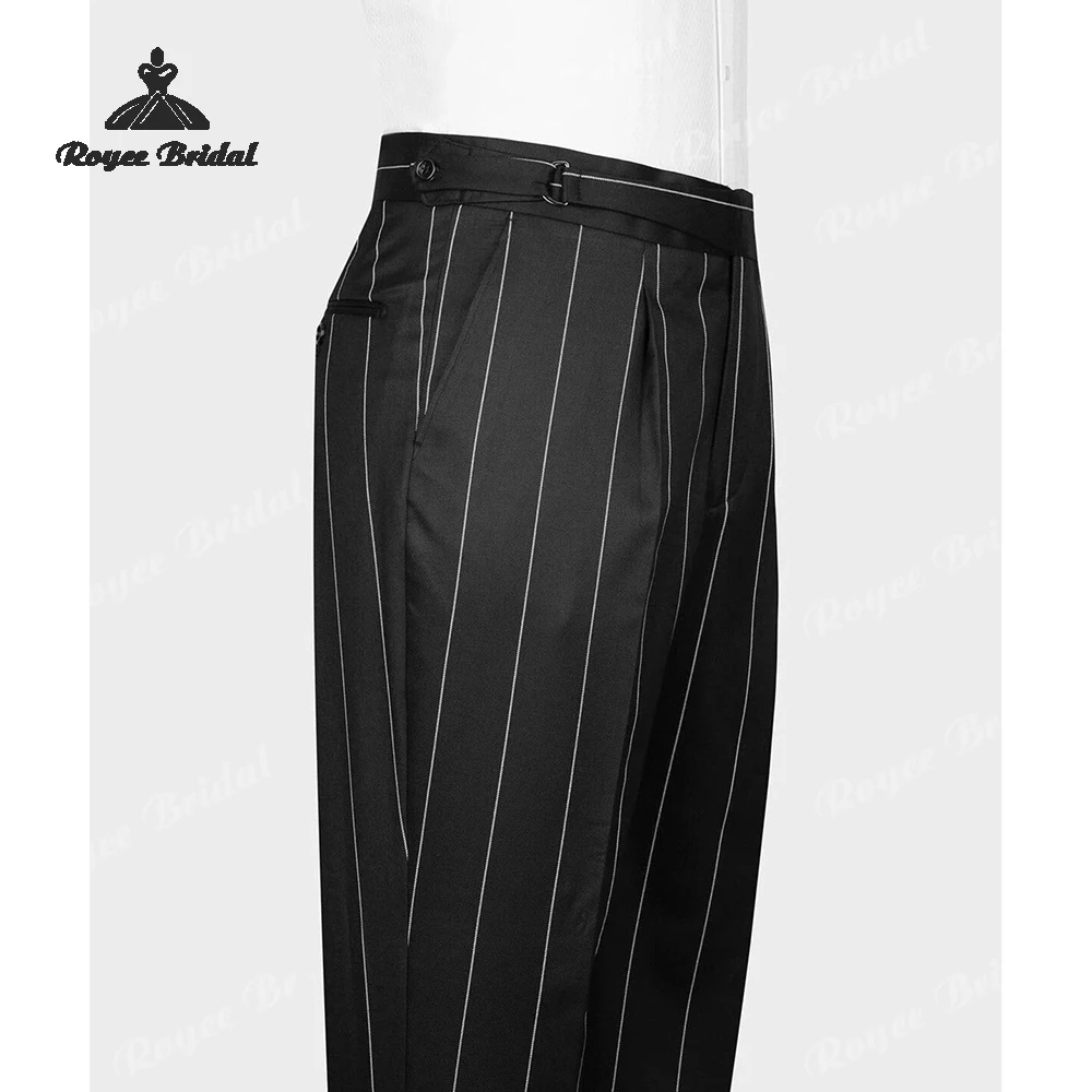 Gestreept Tweedelig Double Breasted Herenpak Bruiloft 2026 Piek Revers Avond Pak Aangepaste trajes para hombre