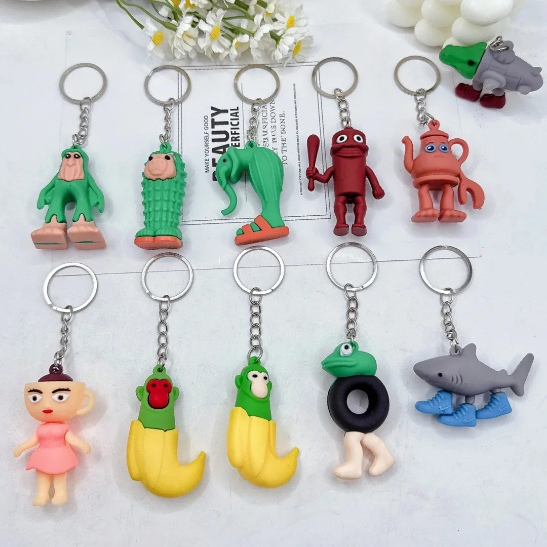 Nouveau Tralalero Tralala porte-clés Anime Tungtung Sahur Brainrot voiture clés anneau figurines d'action jouets porte-clés sacs pendentif cadeau