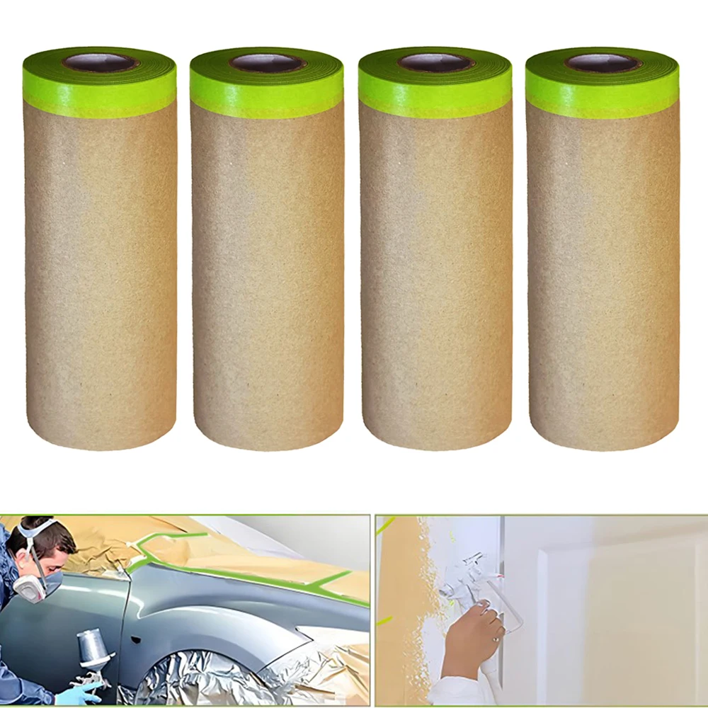 Rollo de papel de película adhesiva pregrabada para pintura de pintores, surtido de pintura para coche y muebles, 4 piezas, 15M