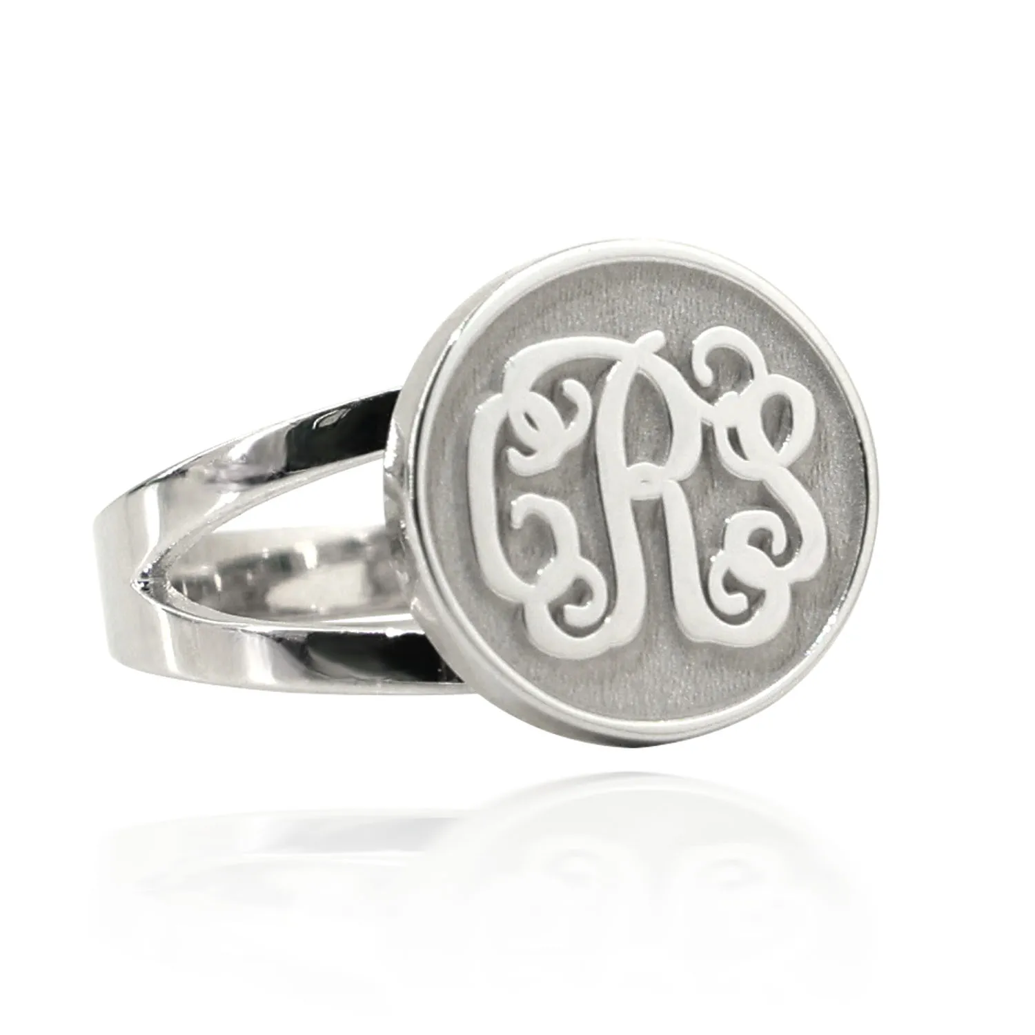 

Solid Silver Engraved Monogram Ring Personalized Initial Thick Disc Ring Retro Coin Ring Custom Gift for Grandfather