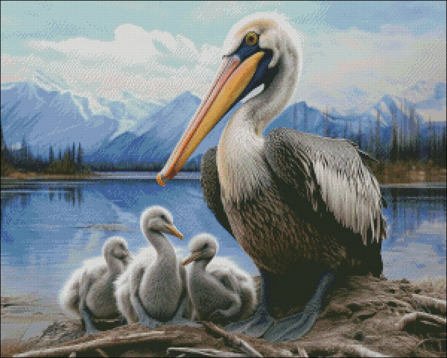 Embroidery Counted Cross Stitch Kits Needlework - Crafts 14 ct DMC Color DIY Arts Handmade Decor - Pelicans by the Lake