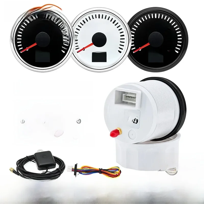 Laissée-Compteur de vitesse GPS numérique universel avec rétroéclairage, jauge et antenne, 7 documents, 52mm, 12V, 24V, voiture, véhicules, bateau, marine, moto, yacht