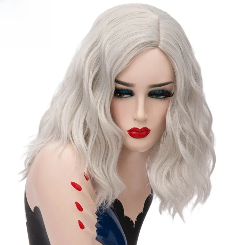 I "sa peruka kobieta krótki srebrny biały peruki syntetyczne dla kobiet żaroodporne Cosplay włosy różowy blond peruka — zdjęcie 2