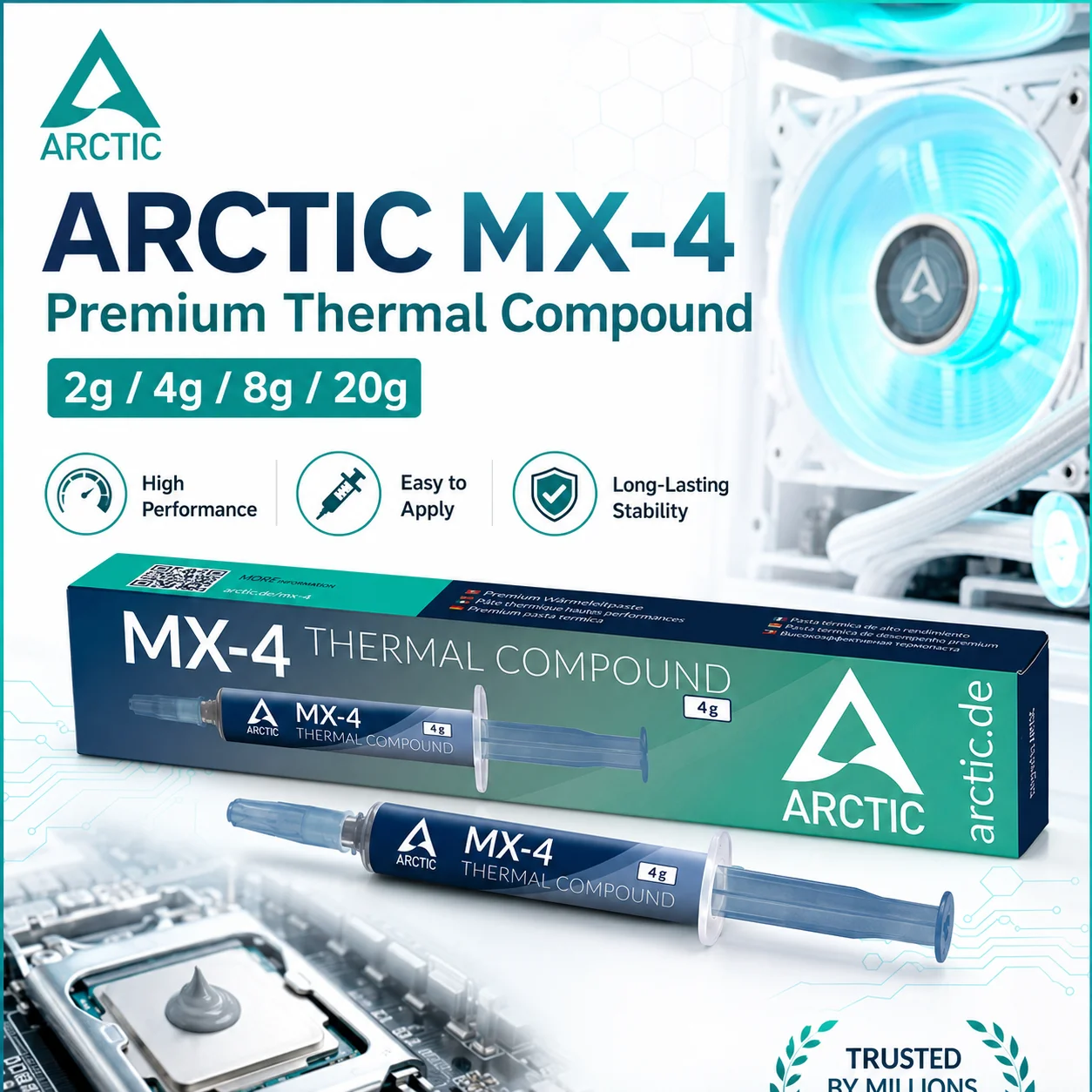 Image of ARCTIC MX-4 8,5W/mK Wärmeleitpaste 2g 4g 8g 20g CPU GPU Chip Kühlpaste Wärmeleitfähiges Silikonfett