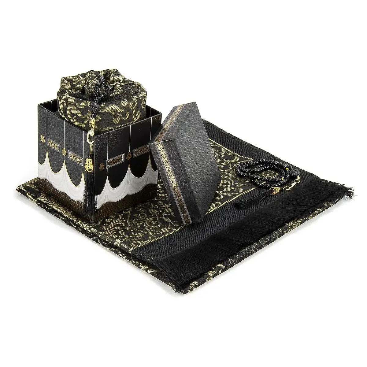 3 Piece Kaaba Mockup Prayer Rug Set Cotton Rug Tawaf Hajj Umrah Musliman Goods Prayer Woven Carpet Non-Slip Muslim Prayer Rug TR