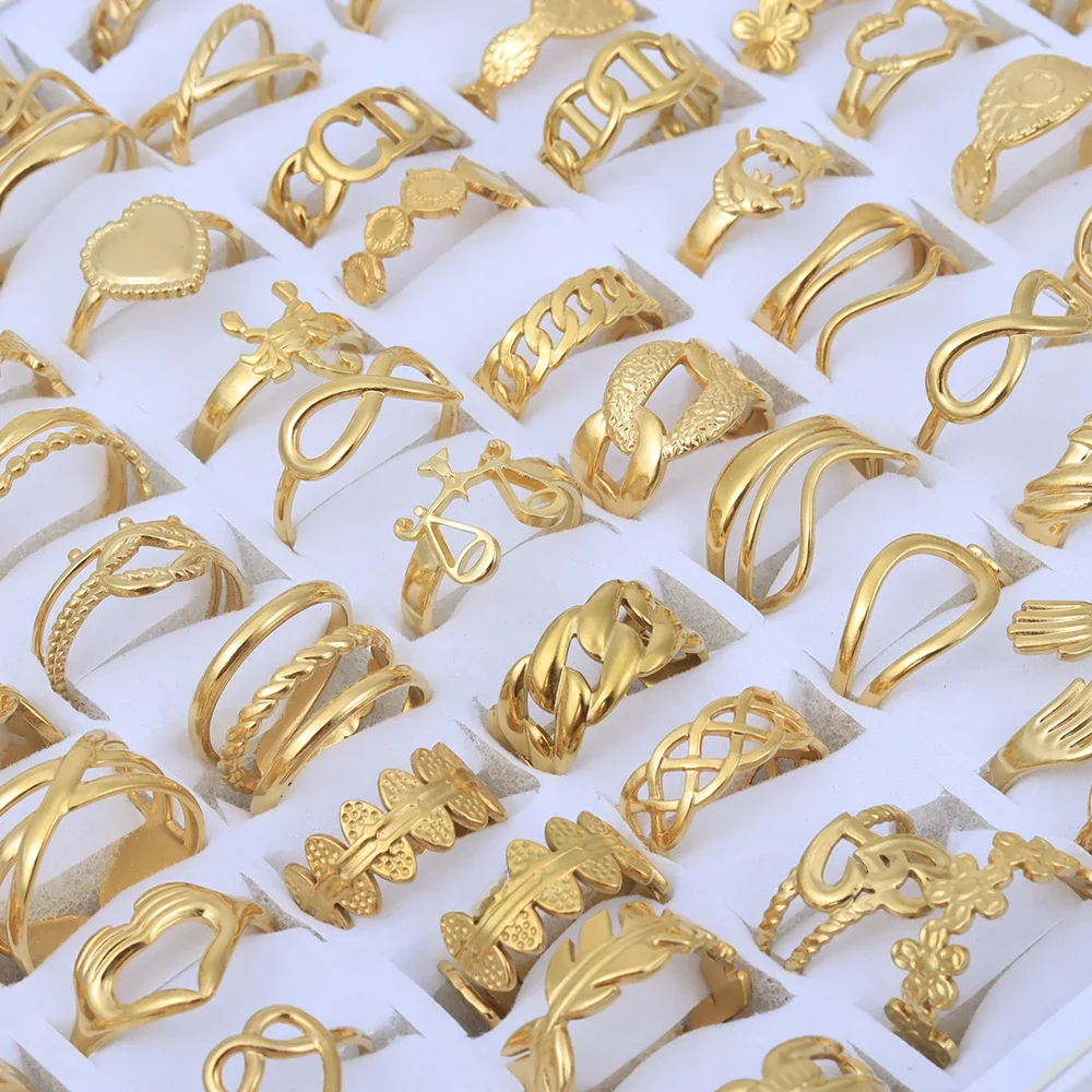 20 Stuks/partij Vintage Verstelbare Roestvrijstalen Ringen Gemengde Olie Druk Titanium Staal Mannen En Vrouwen Paar Vinger Ring - afbeelding 2
