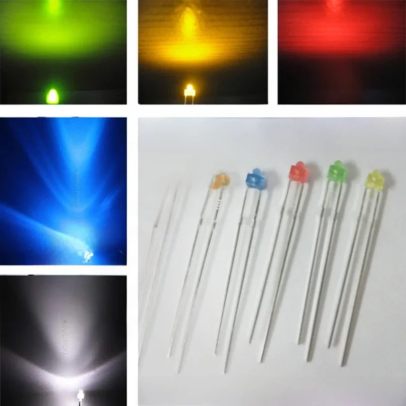 30 SZTUK 1,8 mm dioda LED Światło Biały Żółty Czerwony Zielony Pomarańczowy Niebieski Oryginalny kolor DIP LED — zdjęcie 2