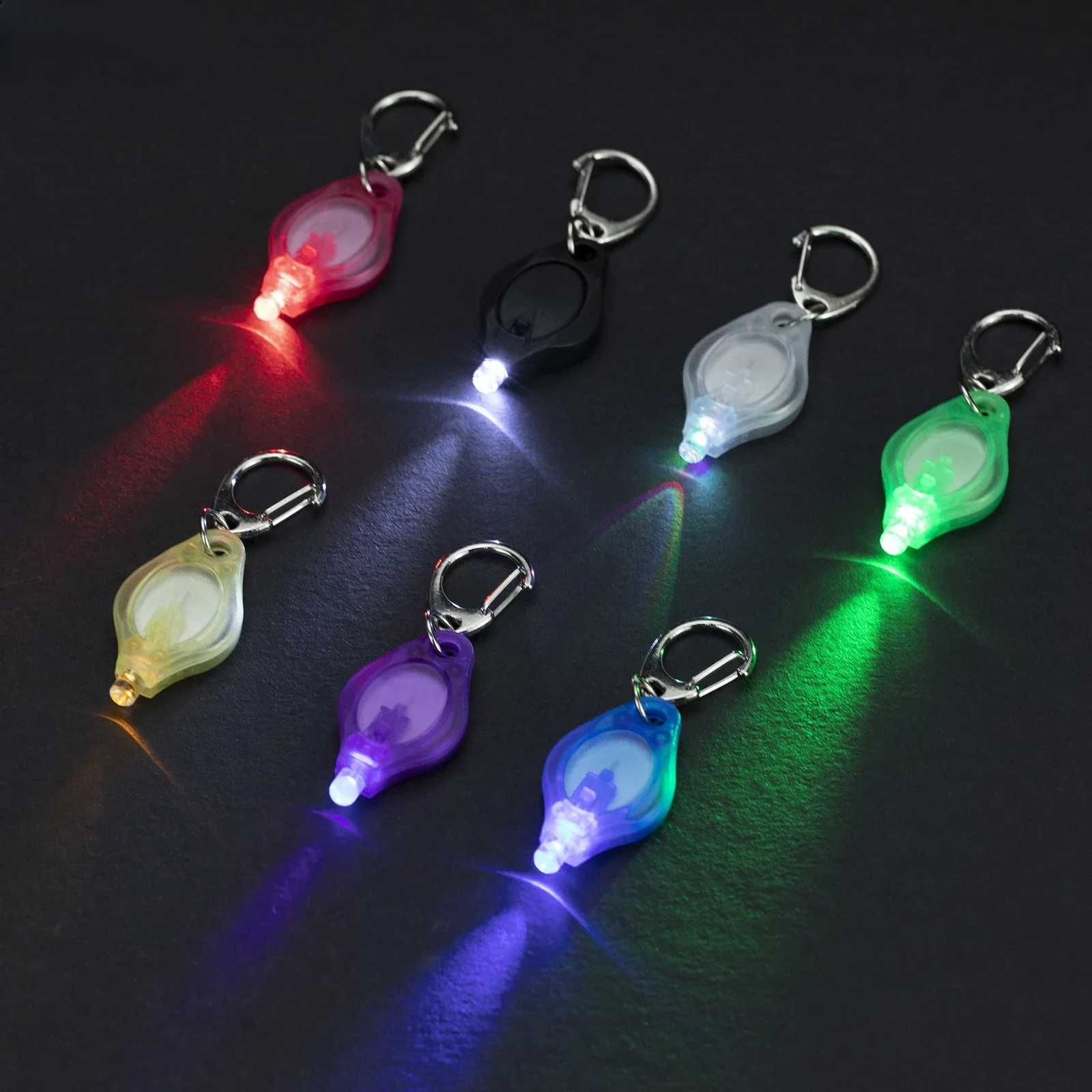 Mini porte-clés LED multicolore Cool arc-en-ciel blanc rouge jaune vert bleu violet porte-clés lampe torche d'escalier de secours Portable