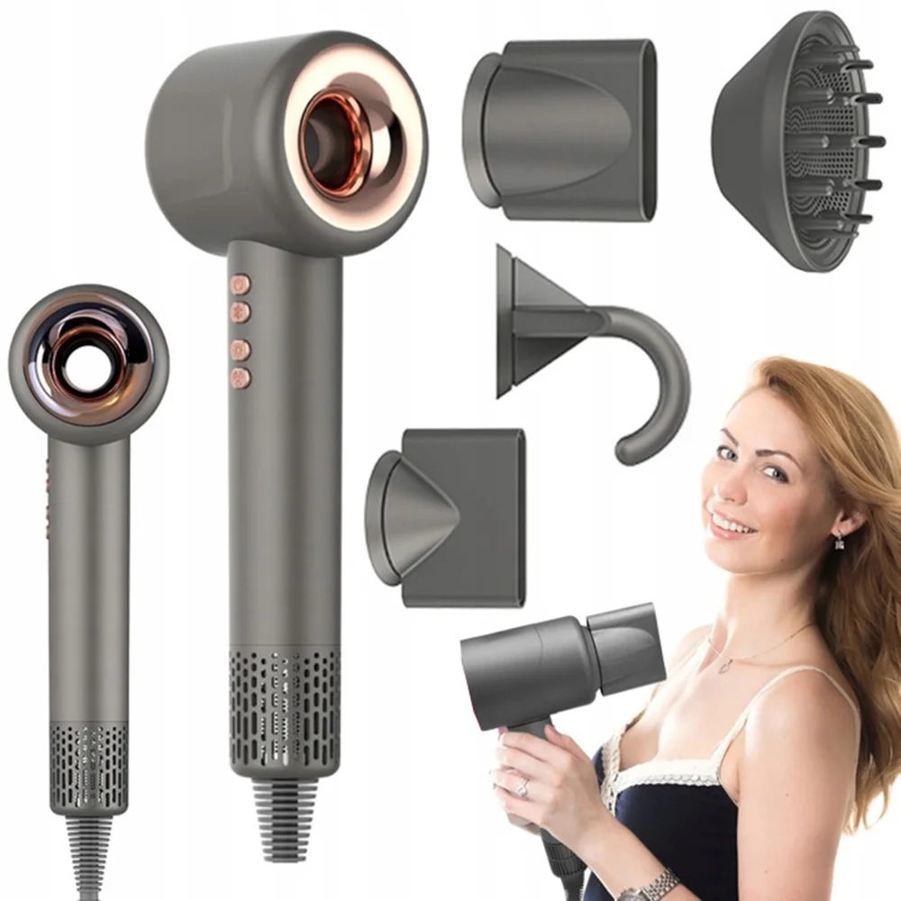 Sèche-cheveux professionnel 1600W, séchage rapide, ionique négatif, pour salon de coiffure et usage personnel, avec réglage de température