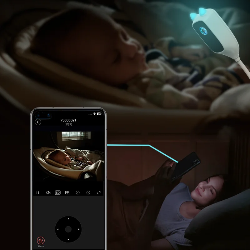 4MP XIAOVV  Video Baby Monitor Cry Detection Full Color Night Vision 360 Degree Rotating Two-way audio WiFi Indoor infant Camera image 5