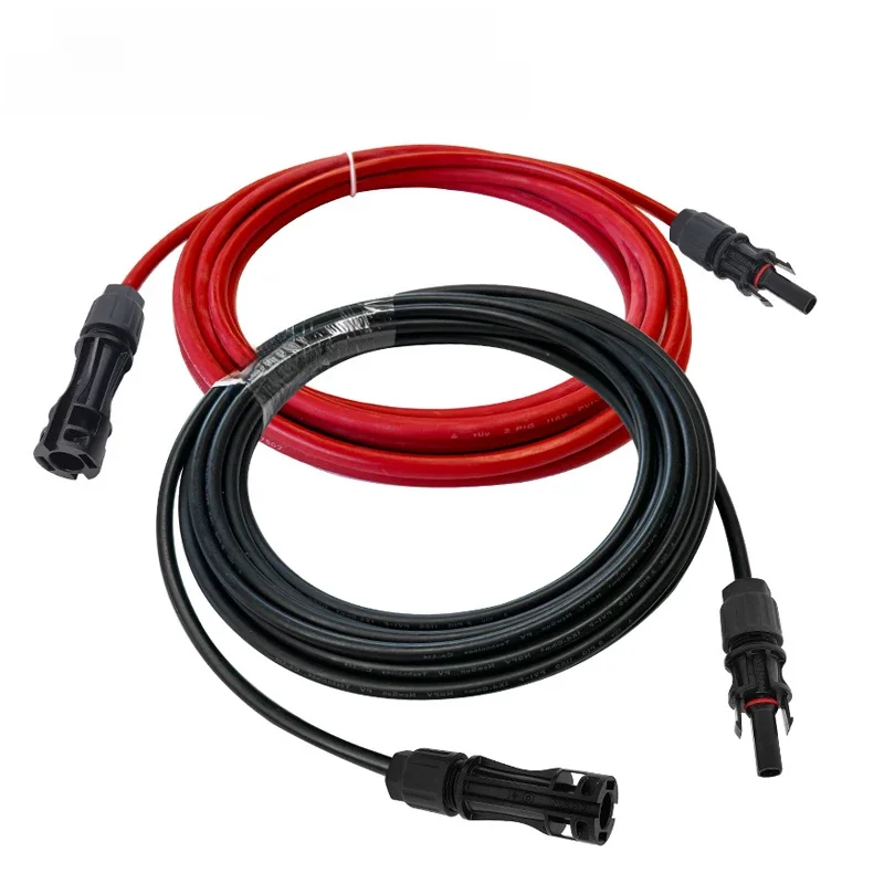 1 para przedłużacza panelu słonecznego Drut miedziany czarno-czerwony ze złączem słonecznym Kabel fotowoltaiczny 6/4/2,5 mm2 10/12/14 AWG — zdjęcie 2