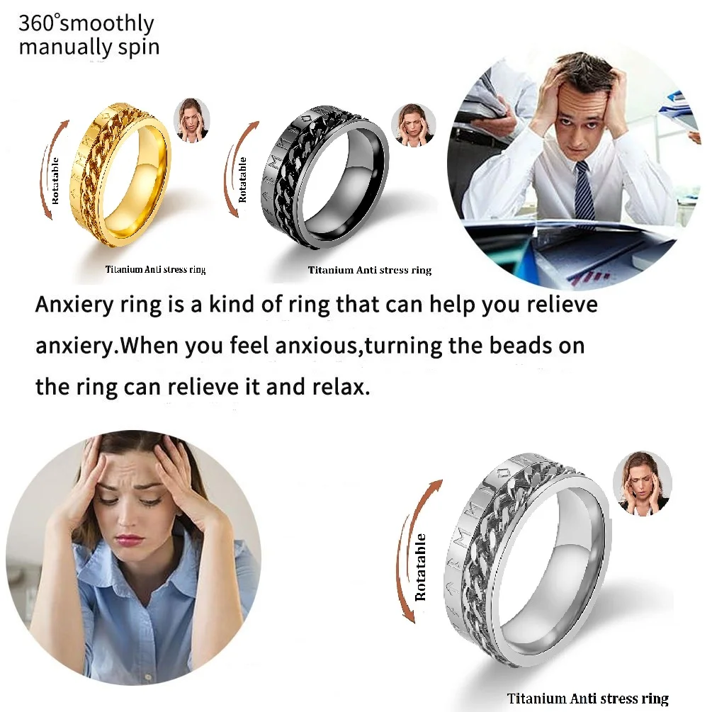 Bague Antistress En Acier Inoxydable Pour Et Bague Tendance Style Punk