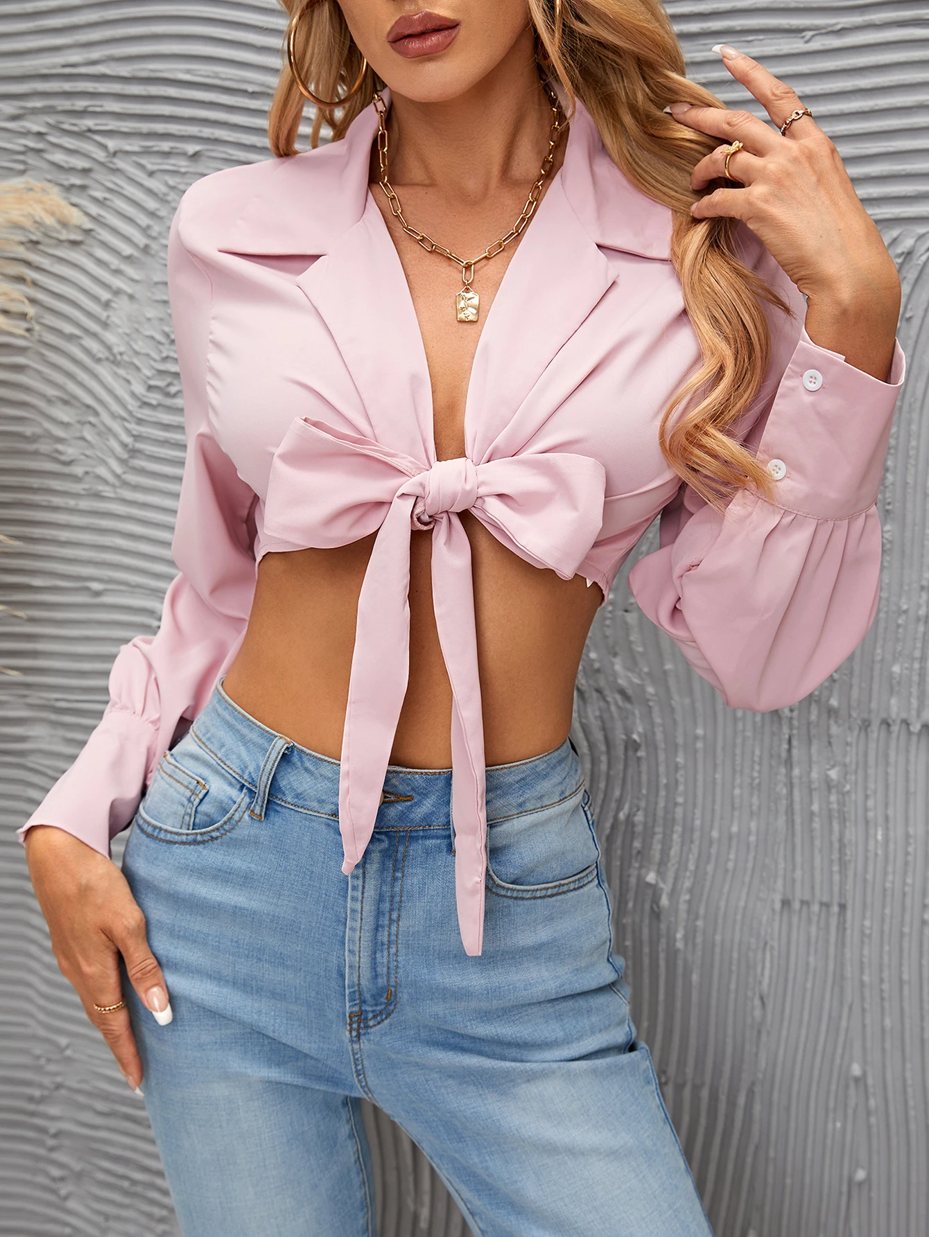 Fashion Y2K Cross Tie Up Shirts for Women Spring Autumn 2024 New Long Sleeve Imitation Silk Blouse Crop Tops Female