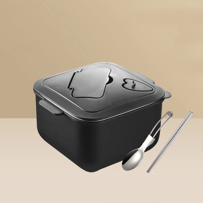 JSY 304 stainless steel heated lunch box + spoon set with a blanket and a mobile phone hold. 4 colors, black, 1