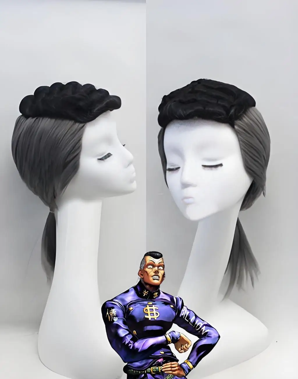 

Парик для косплея JoJo's Bizarre Adventure Okuyasu Nijimura, 50 см, темно-серые термостойкие синтетические волосы, аксессуар для костюма аниме
