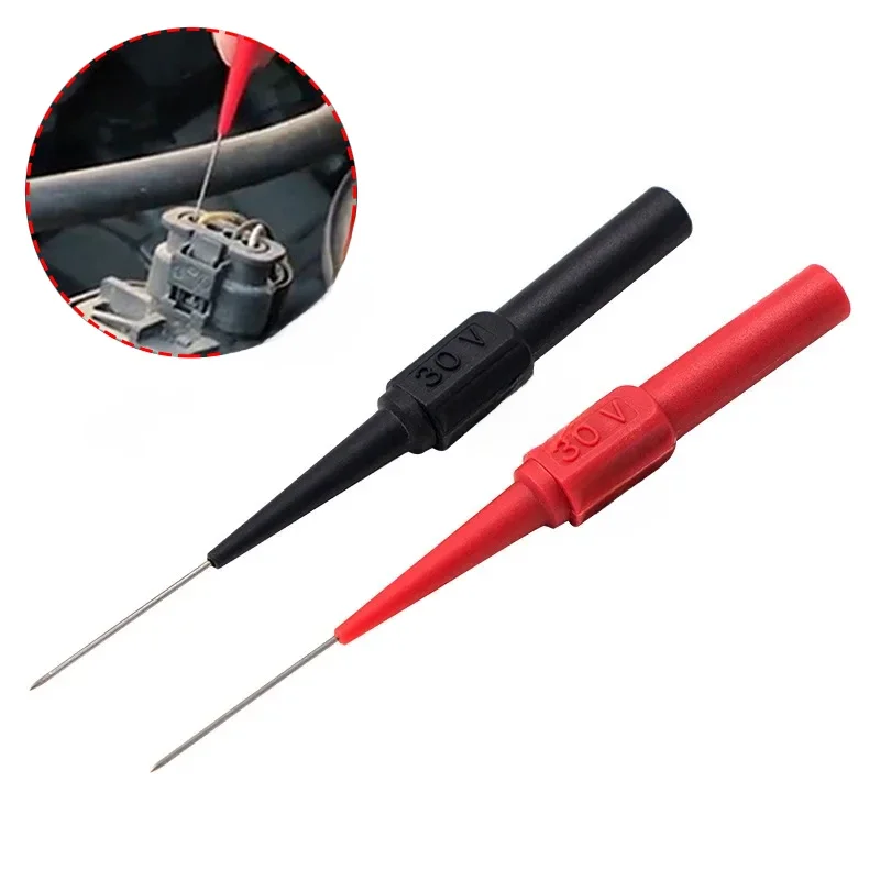 2 szt. 4mm Jack miedziany przewód pomiarowy sonda igła testowa ze stali nierdzewnej narzędzia multimetrowe czarny/czerwony do wtyczki bananowej — zdjęcie 2