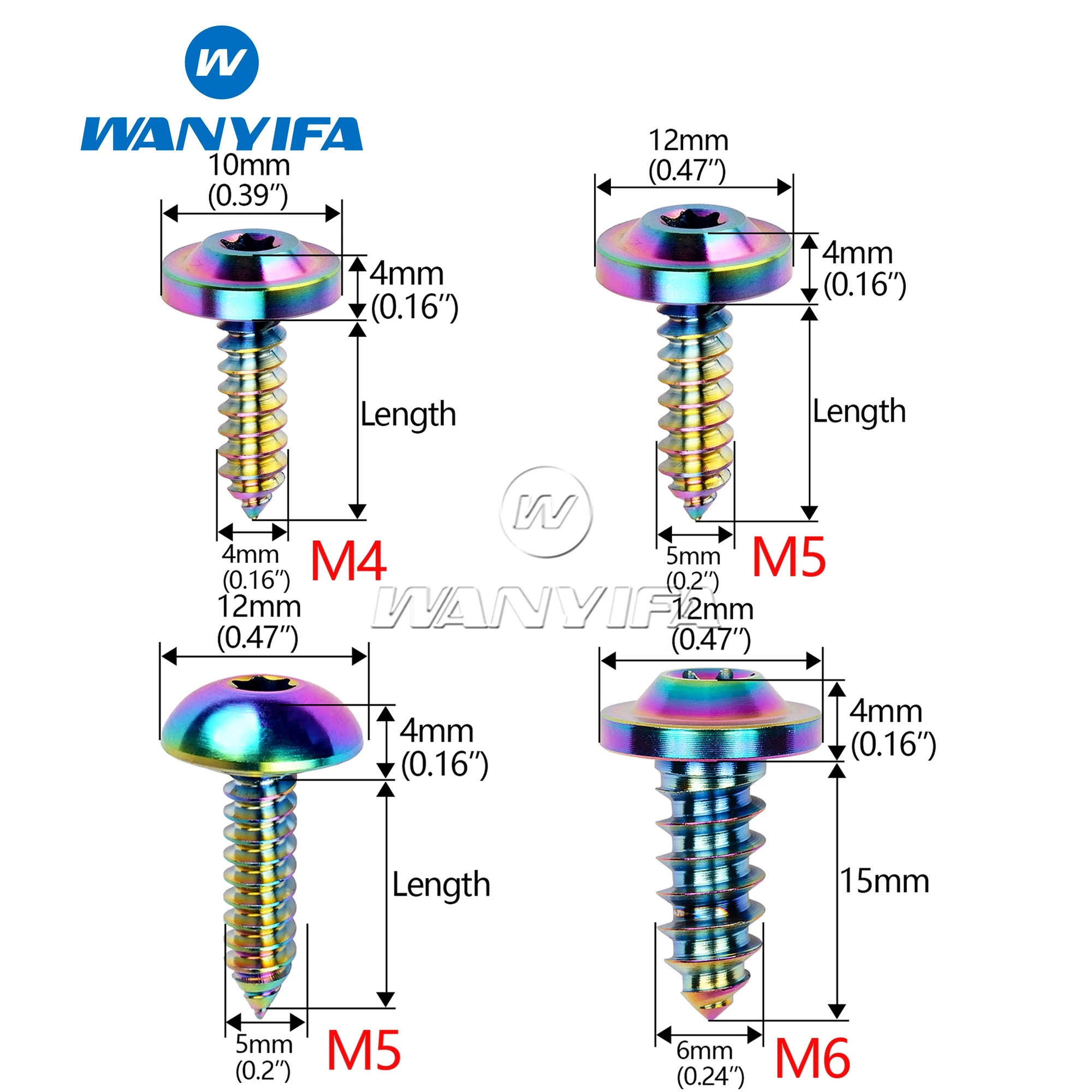 Wanyifa bullone in titanio M4x15 20mm M5x15 17 20mm M6x15mm pulsante autofilettante vite a testa Torx per moto auto