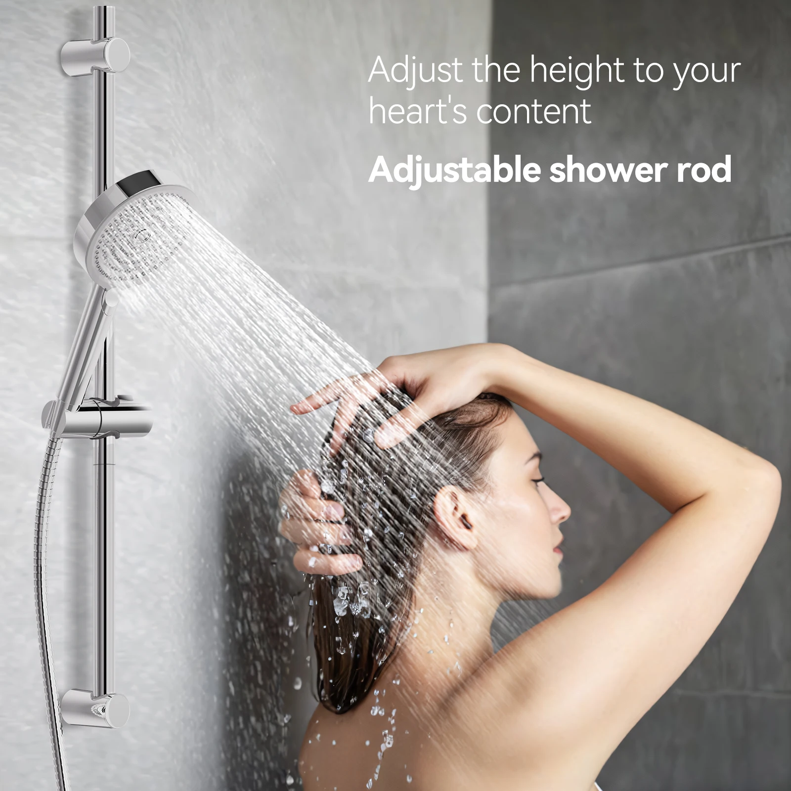 Barre de douche 90 cm, chromée,  kit de douche comprenant une barre avec support, facile à installer