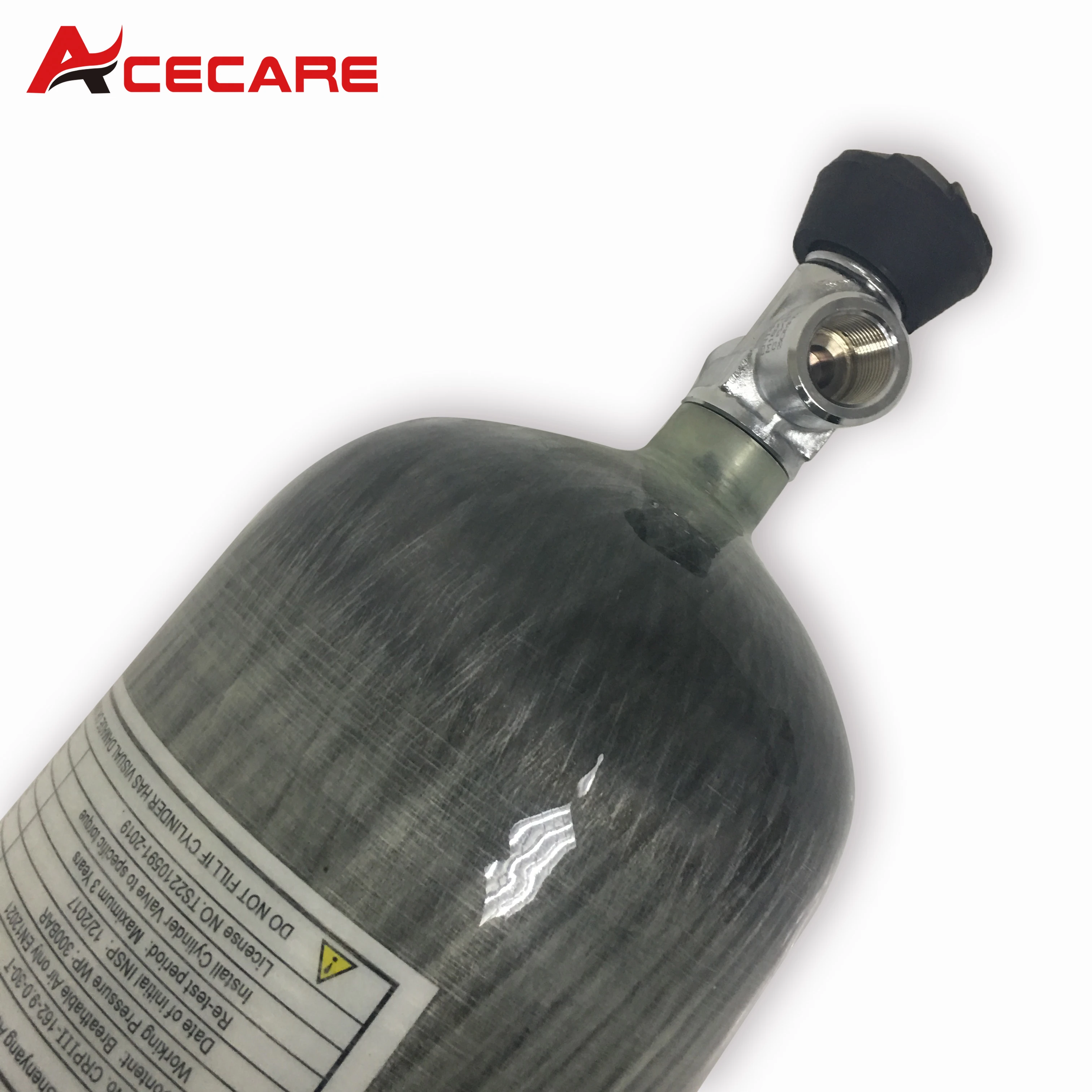 ACECARE 4500Psi 300Bar 30Mpa 9L Scuba Diving Tank Carbon Fibre Gas Cylinder M18*1.5 With Small Gauge For SCBA Diving Fire Safety