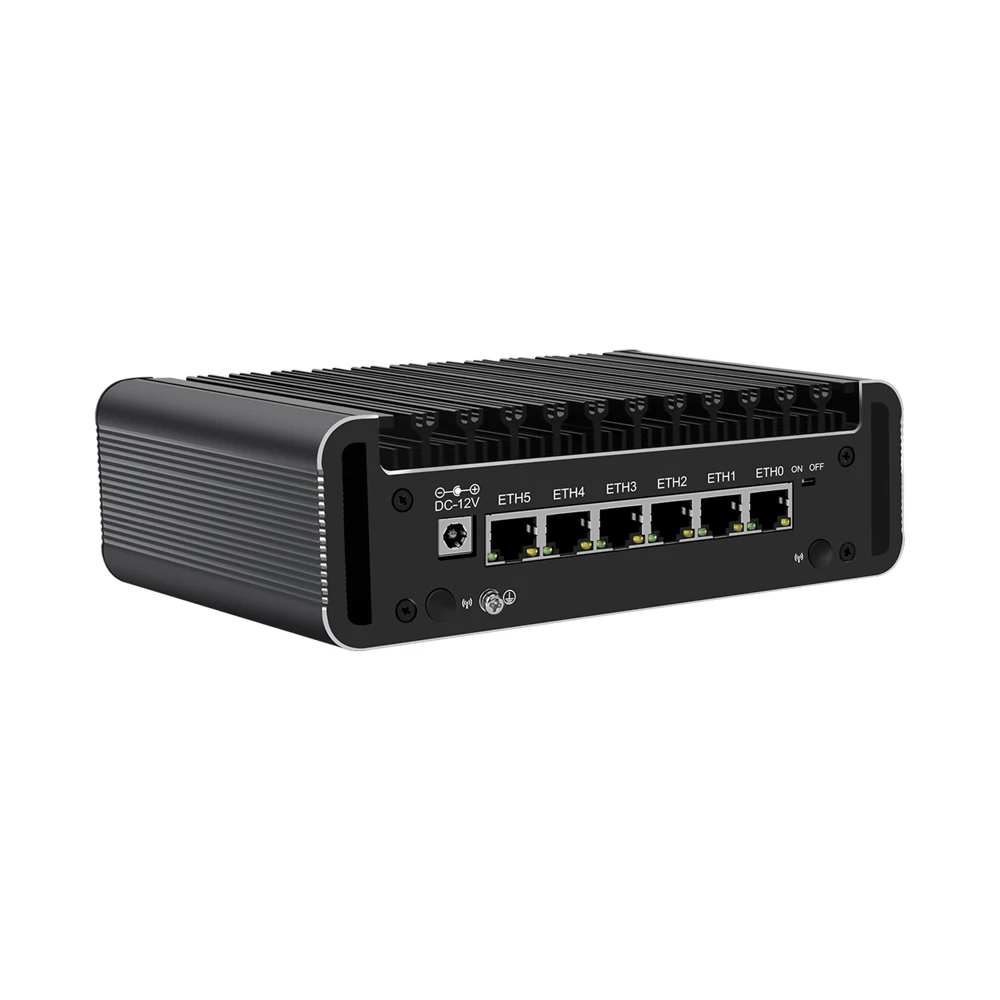 HUNSN Micro Firewall Apparaat,Mini PC,pFsense Plus,Mikrotik,RJ47,OPNsense,Intel N100/N200/N305,VPN,Router PC,6LAN,2HD,TF,Type-C