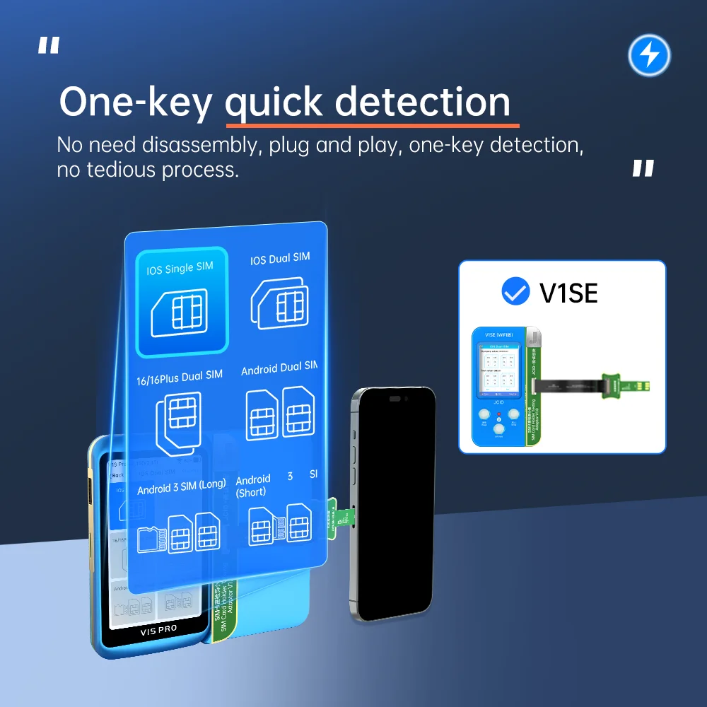 JCID SIM Card Holder Testing Set, Single or Dual Sim Card Connection Adapter Suit V1se/ V1s Pro for12 13 14 15 16 Series