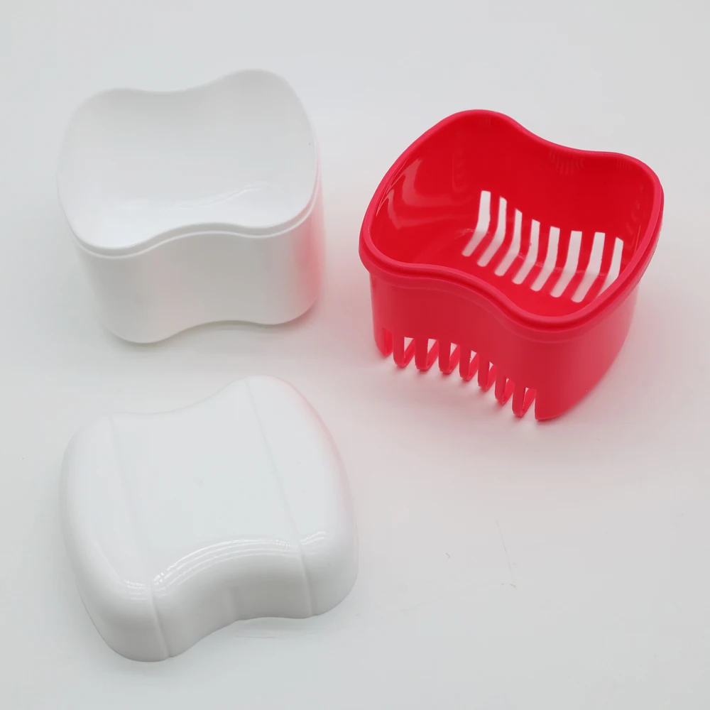 1pc Zahn Schutz Box Große Kapazität Falsche Zähne Lagerung Doppel-schicht Hängen Net Kieferorthopädische Retainer Fall Dental produkt