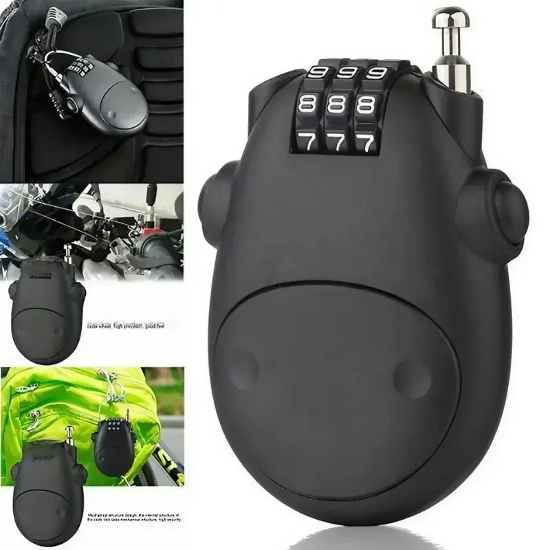 AliExpress Motorcycle Helmet Lock Telescopic Wire Rope Combination Lock Electric Bicycle Anti-Theft Fixed Cow