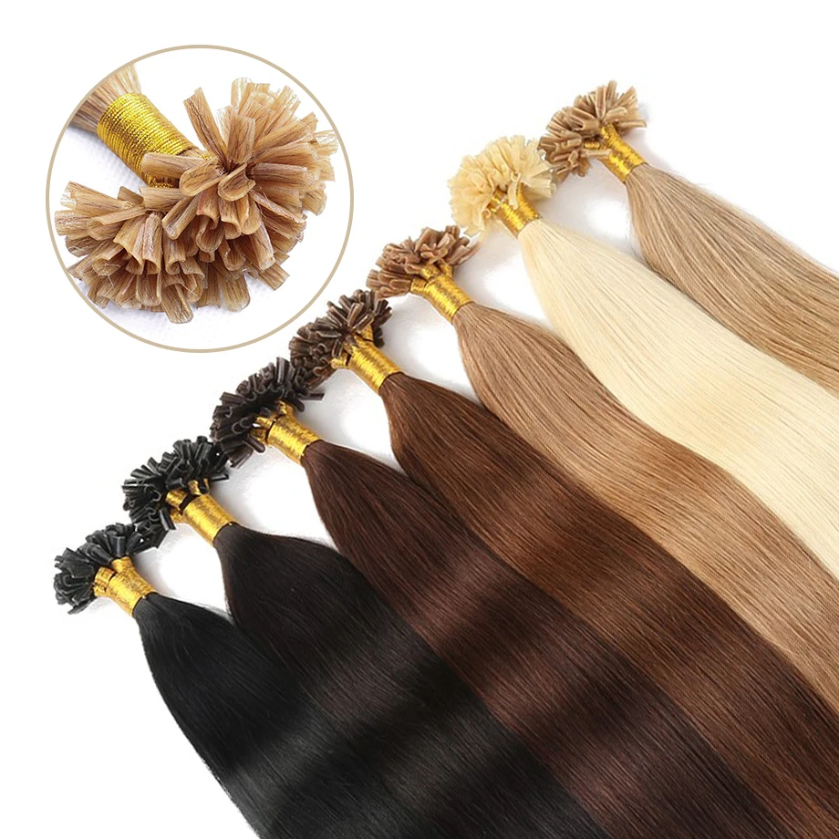 

Real Human Hair Extensions U Tip 14-24" Natural Hair U Tips Human Hair Extensions Remy Hair Extensions Silky for Women Long Hair