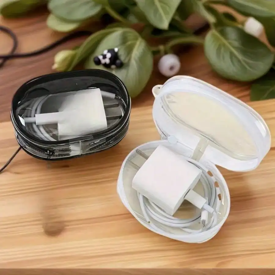 1 Piece Black/white Charger Storage Bag, Compact Transparent Design, Perfect for Chargers and Travel Accessories, Daily Carrying