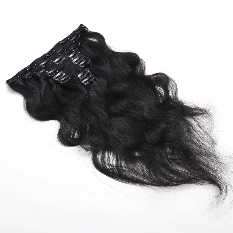 Natural Wave Clip In Human Hair Extensions Natural Color 100% Remy Human Hair Clip In 120G 8Pcs/Set Full Head For Women