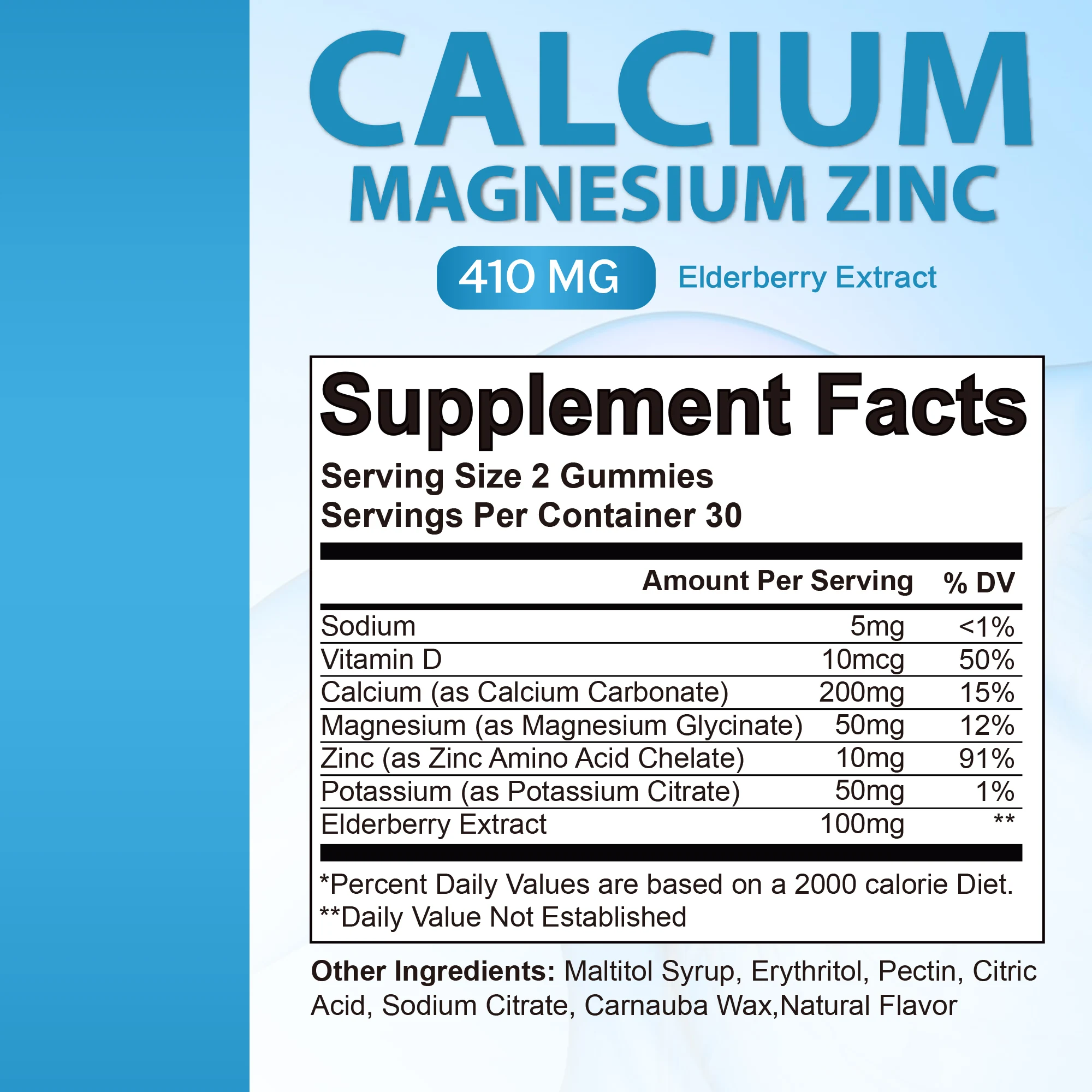 Calcium Magnesium Zinc Gummies - Relieves Stress and Anxiety, Strengthens Bones, Joints and Promotes Heart Health - 60 Gummies