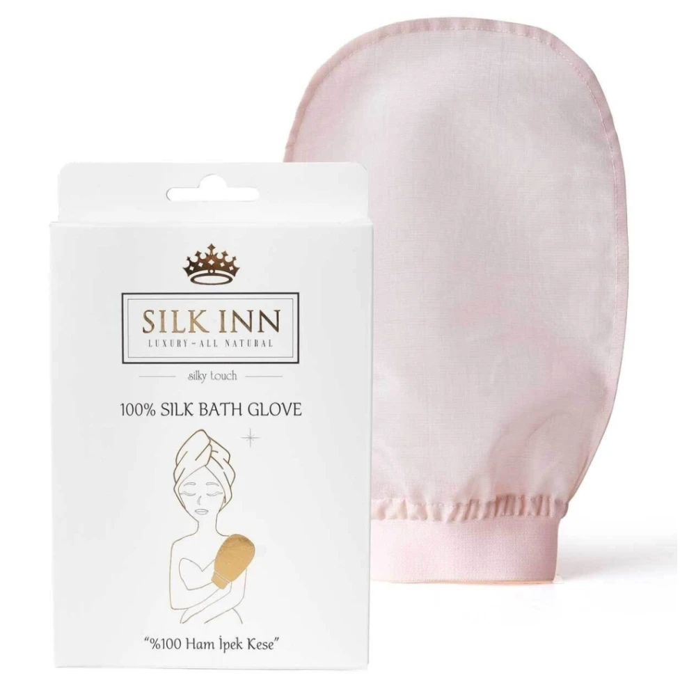 High Quality Turkish Hammam Scrub Exfoliating 100%Raw Cocoon Silk Facial Mitt Tan Removal Face Massage