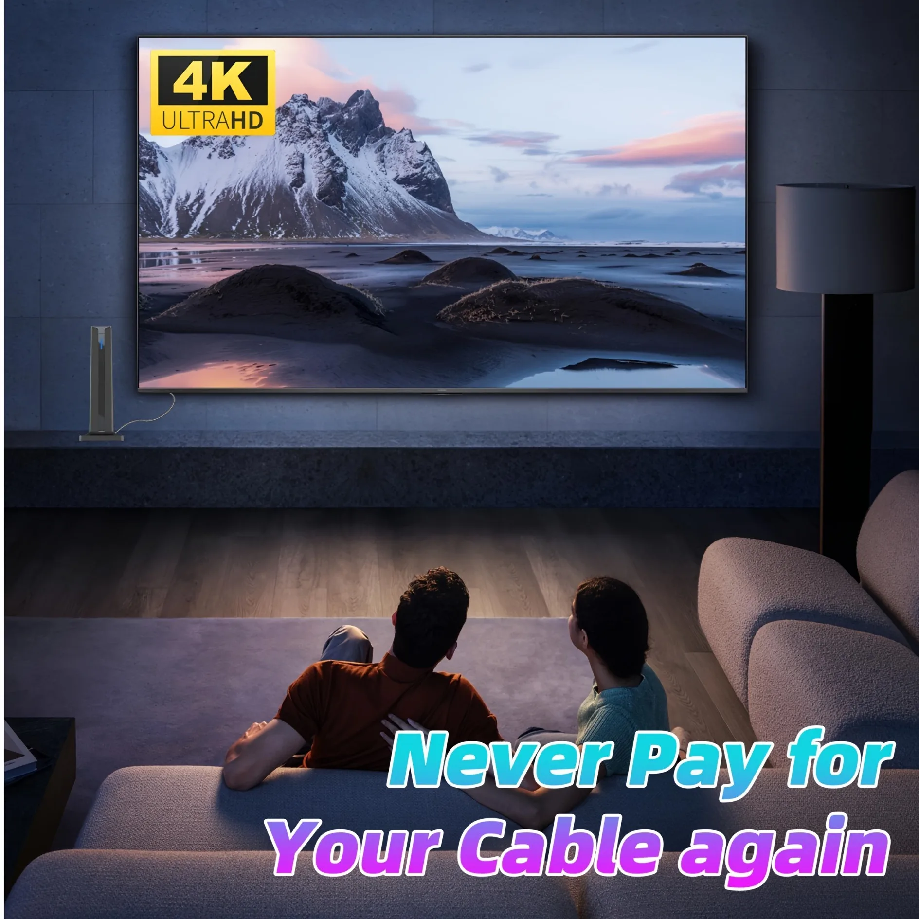 تلفزيون عالي الوضوح بدقة 4K 1080 بكسل هوائي رقمي ثابت معزز للاستخدام الخارجي والداخلي