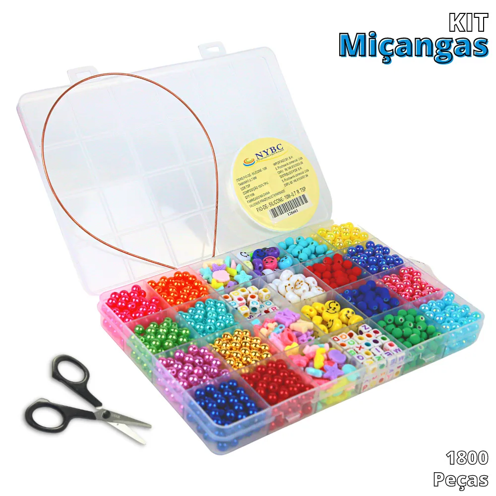 Kit De Miçangas Para Pulseirinha Infantil 1800 Peças - Nybc