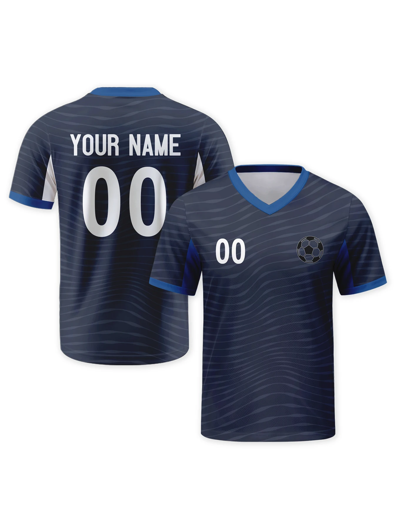 

Custom Football Jersey with Logo Name Number Personalized Dark Navy Blue Football Top Soccer Team Shirt for Men Youth Women