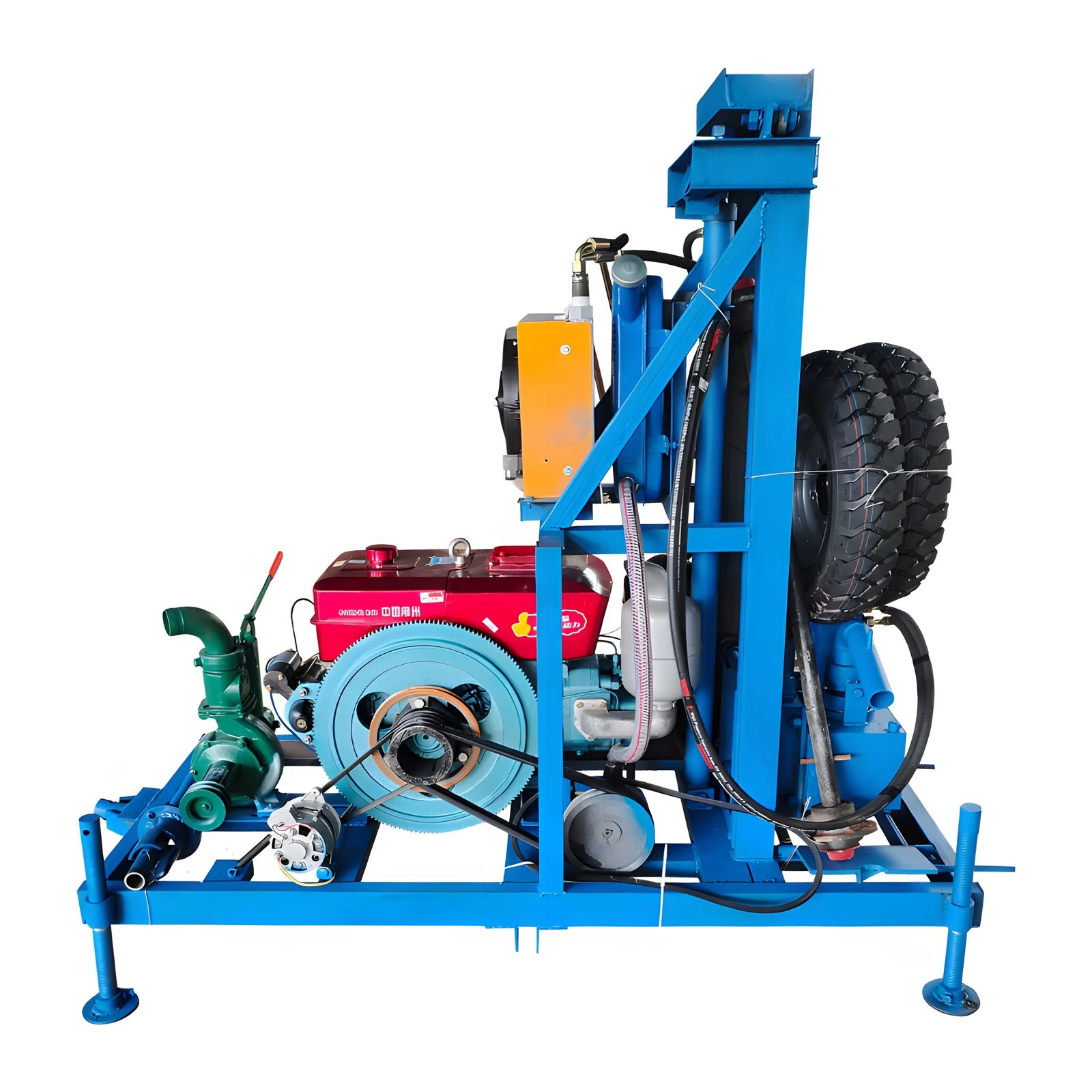 25HP 150m Wheels drilling rig for farm /22HP 120m water well drilling machine