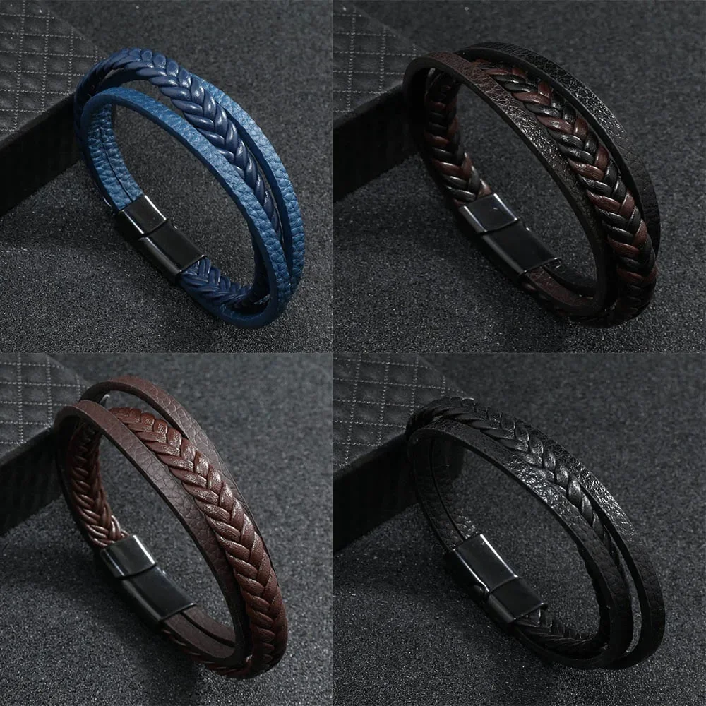 AliExpress Noter Stylish Men Leather Bracelet Detachable Magnetic Buckle Handmade Braided Wrap Braclet Outdoor Sports Cycling Accessories Joias