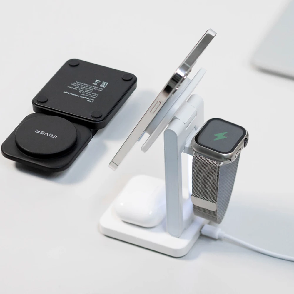 شاحن لاسلكي آيفون 3 في 1 آمن-شاحن ساعة جلاكسي