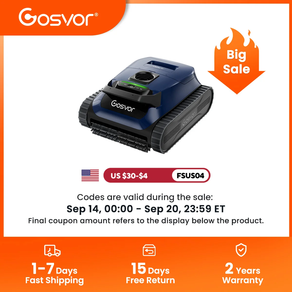 Gosvor LiteVac G1 Robotic Pool Cleaner, 2026 New Upgrade, Smart Navigation & APP Control, Wall Waterline & Shallow Pool Cleaning, Max 200 Mins Runtime, Ultra Fine Filter, Lightweight 15.2 lbs, Suitable for Inground Pools Up to 2153 sq.ft