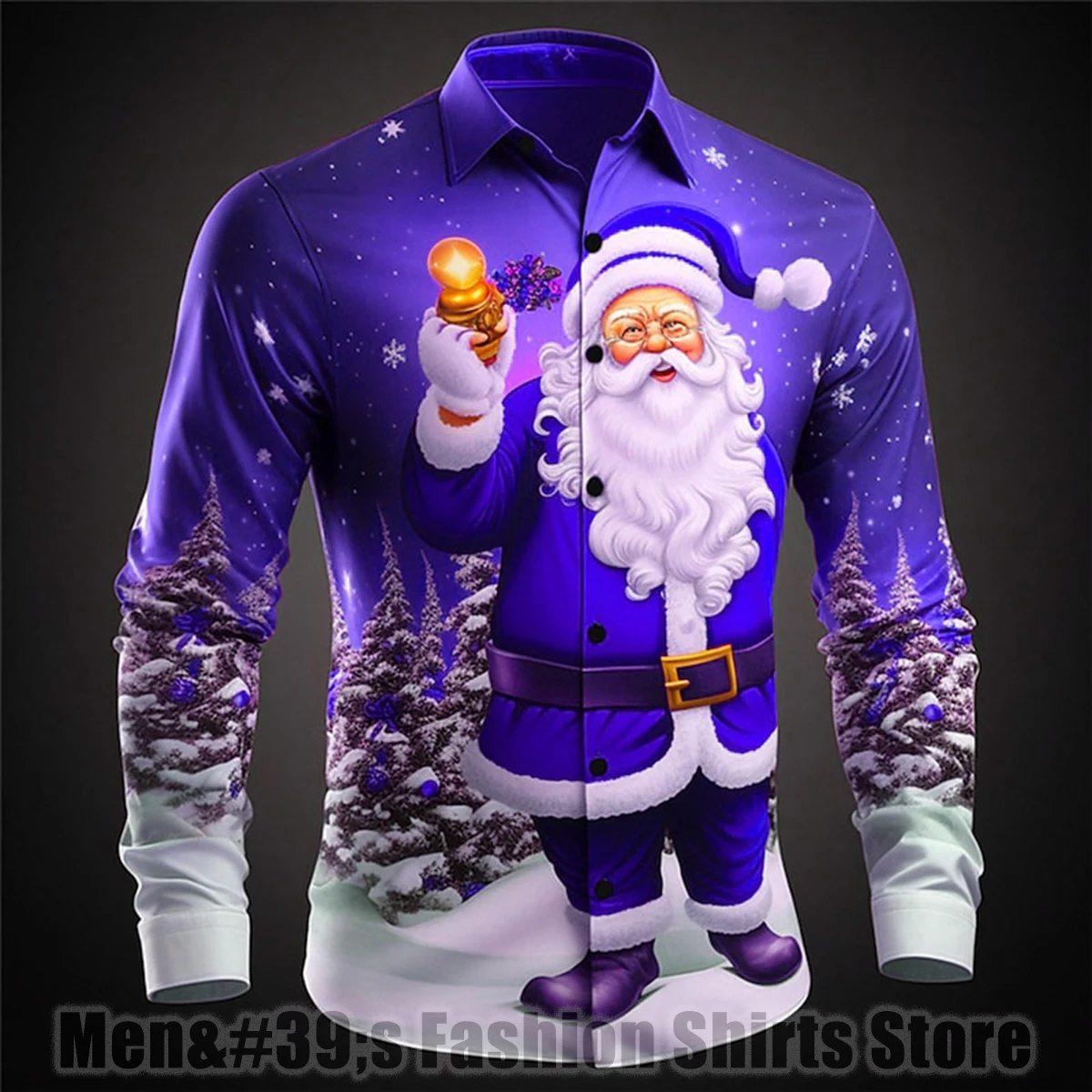 10 color Santa Claus casual men's shirt outdoor street autumn and winter lapel long-sleeved shirt high-quality large size XS-6XL