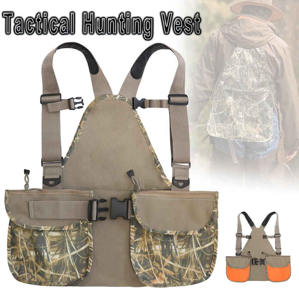 

Tactical Vest Multifunctional Cmouflage Adjustable Vest Upland Guide Strap Vest with Game Pocket for Outdoor Hiking Bird Hunting