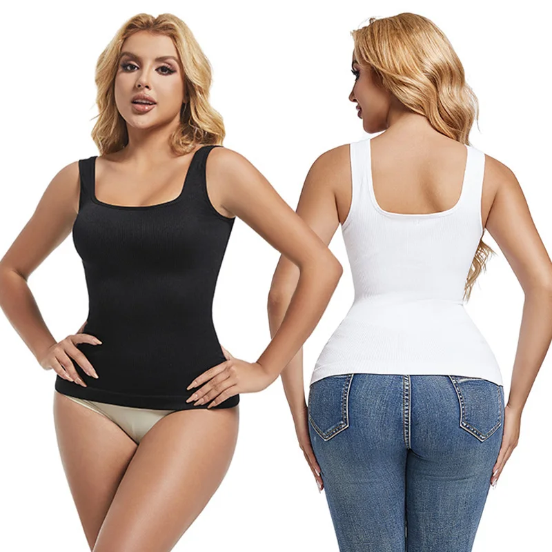 

White Seamless Shapewear Top For Woman Plus Size Body Shaper Slim Waist Tummy Control Slimming Tight Black Skims Top Tank Top