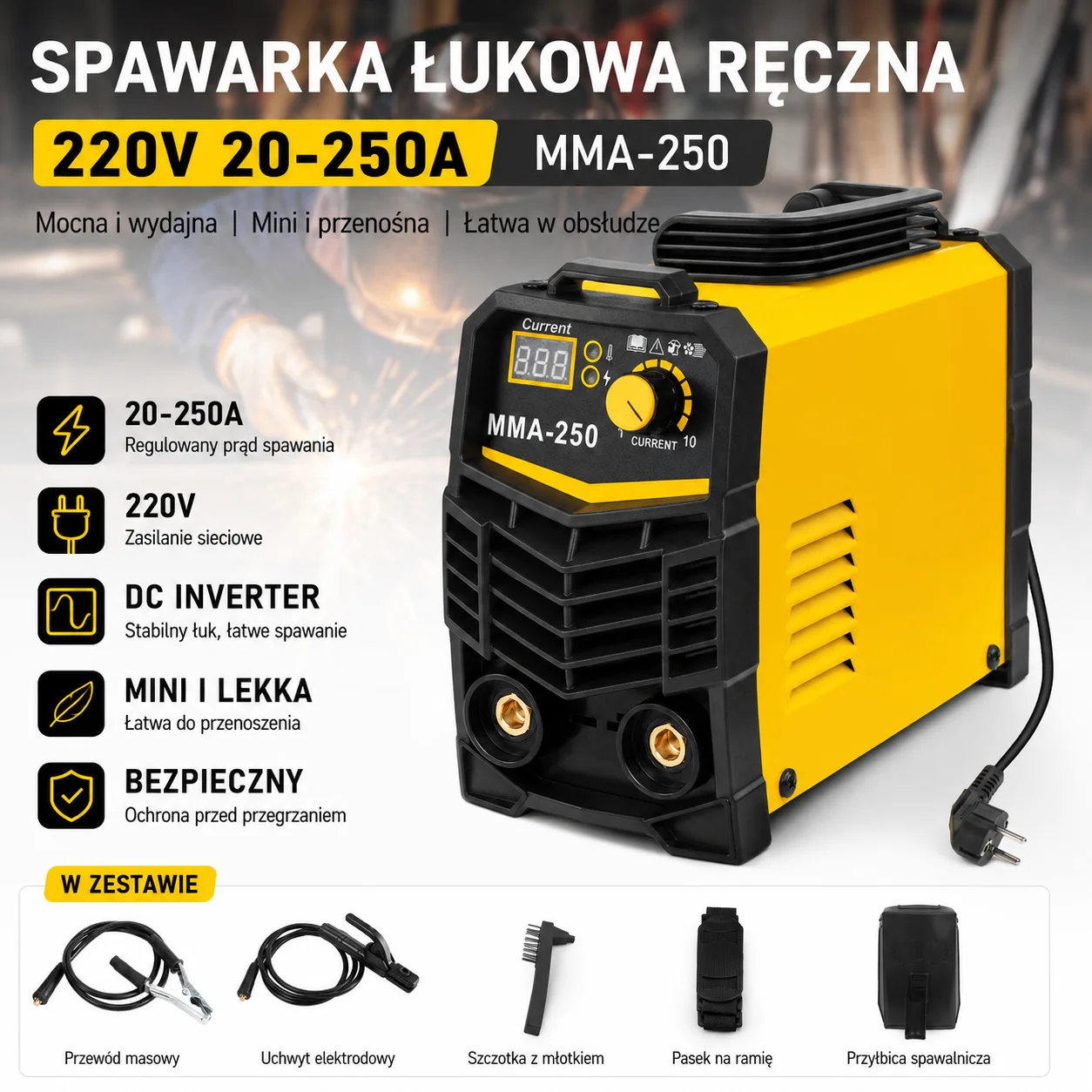 Machine à souder à l'arc manuelle 220V 20-250A, transformateur, transformateur universel double tension, onduleur DC, équipement de soudage 4000W, mini machine à souder, outils de réparation automobile.