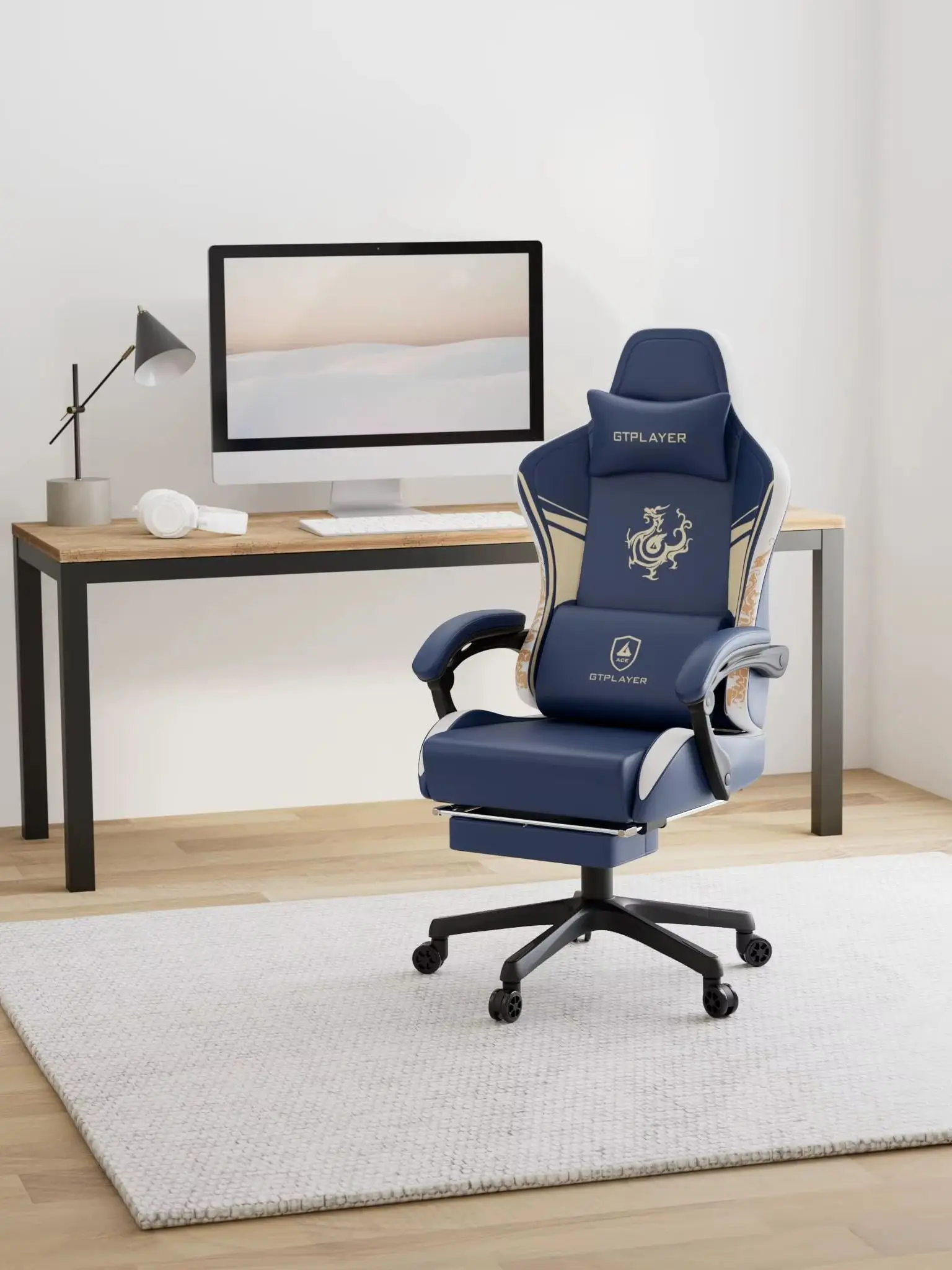 GTPLAYER Gaming Stuhl Gamer Stuhl mit Bluetooth-Lautsprechern und Fußstütze, Dragon Series Bürostuhl, Ergonomischer Gaming-Stuhl