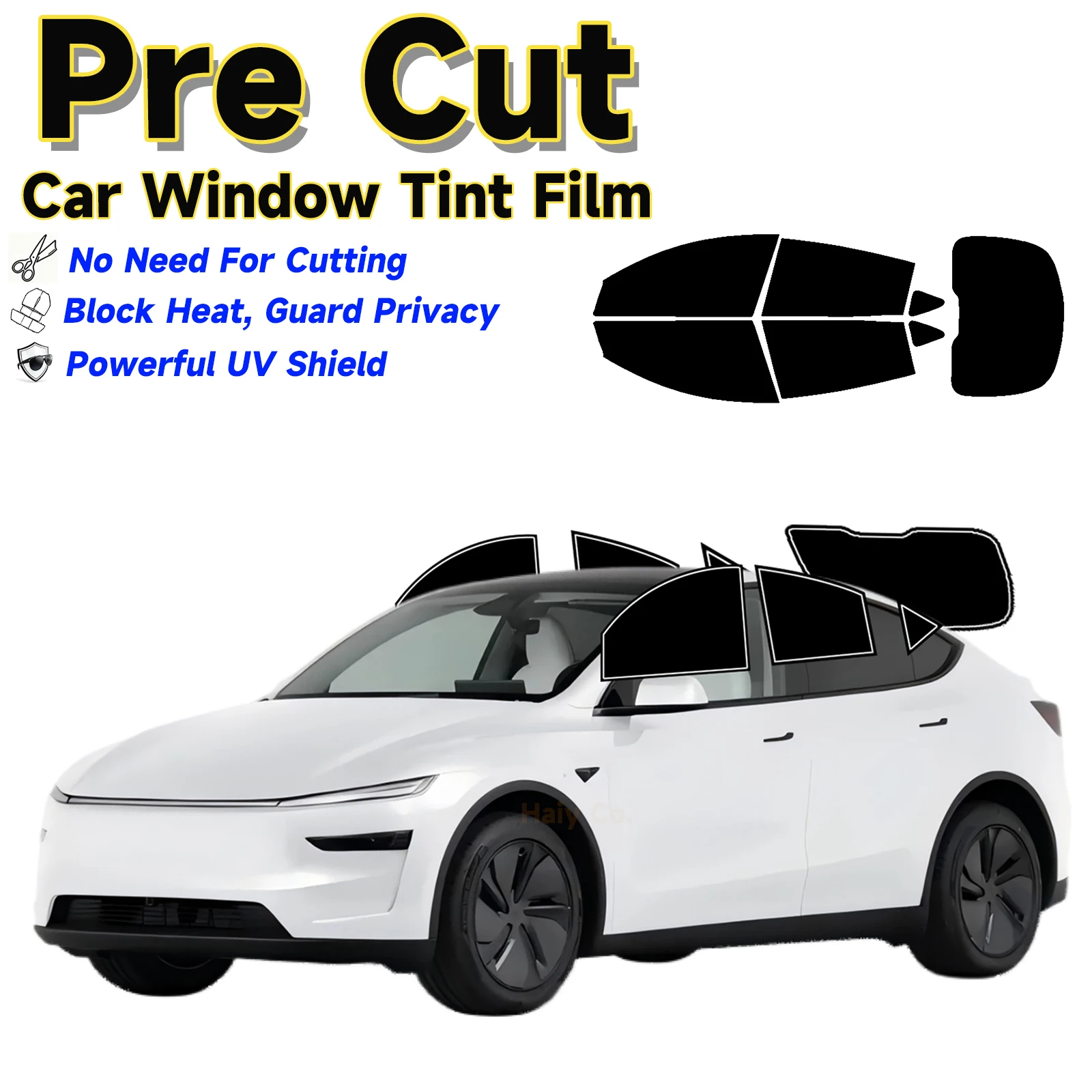 

Pre-Cut Window Tint for Tesla Model Y 2025-2026 Sun Uv-Ir Blocking Heat & Glare 2-Ply Window Protector Privacy Films Shade
