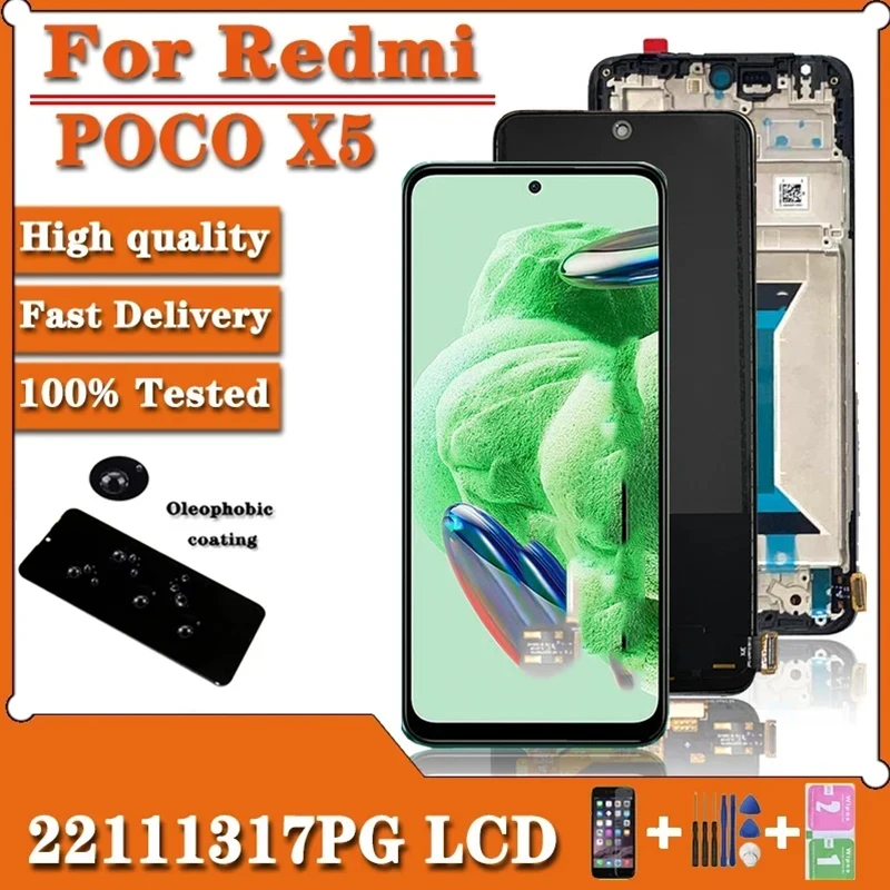 Super AMOLED for Xiaomi Poco X5 22111317PG Lcd Display Digital Touch Screen with Frame for Poco X5 22111317PI Screen Replacement