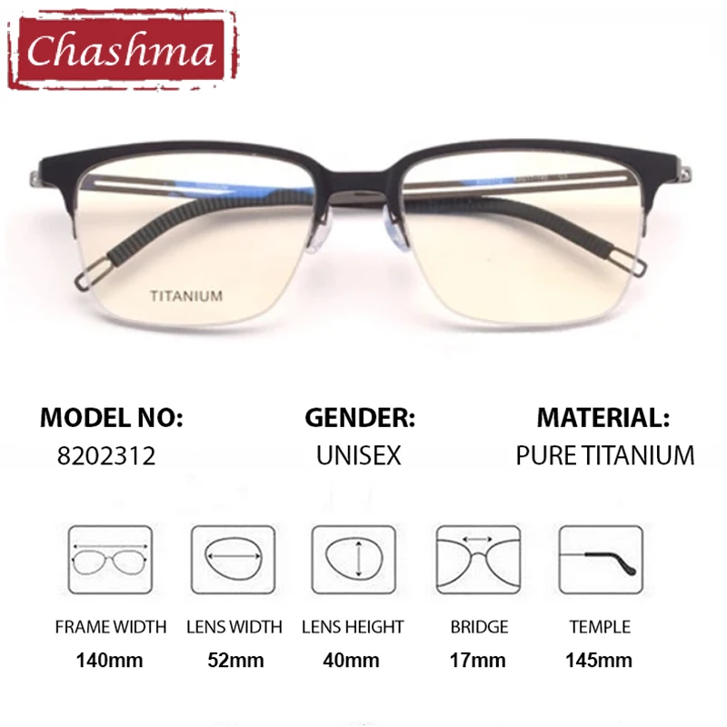 Chashma High End Eyewear Titanium Plate Square Optical Prescription Glasses Frames Men Spectacles for Recipe Lenses for Women