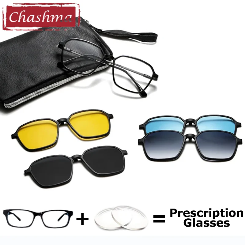 

Очки Chashma с магнитными клипсами для мужчин, поляризационные, для вождения, с оптическими мультифокальными линзами по рецепту