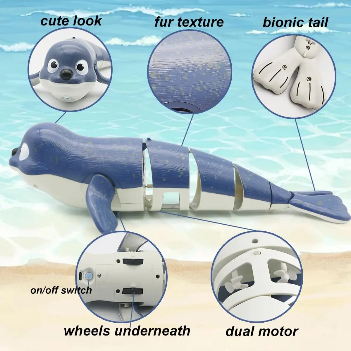 Amfibische 2.4G RC Lazy Seal Oplaadbaar Waterspeelspeelgoed Zwembadbad Kinderspeelgoed Afstandsbediening Haai Dolfijn Geschikt voor 3+ jongens